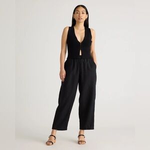 Quince 100% European Linen Pants Pull On Breathable Relaxed Coastal Black size L
